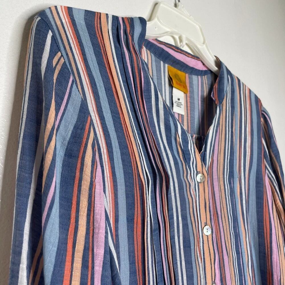 Ruby Rd Button Front Blouse Top M Multicolor Stri… - image 2